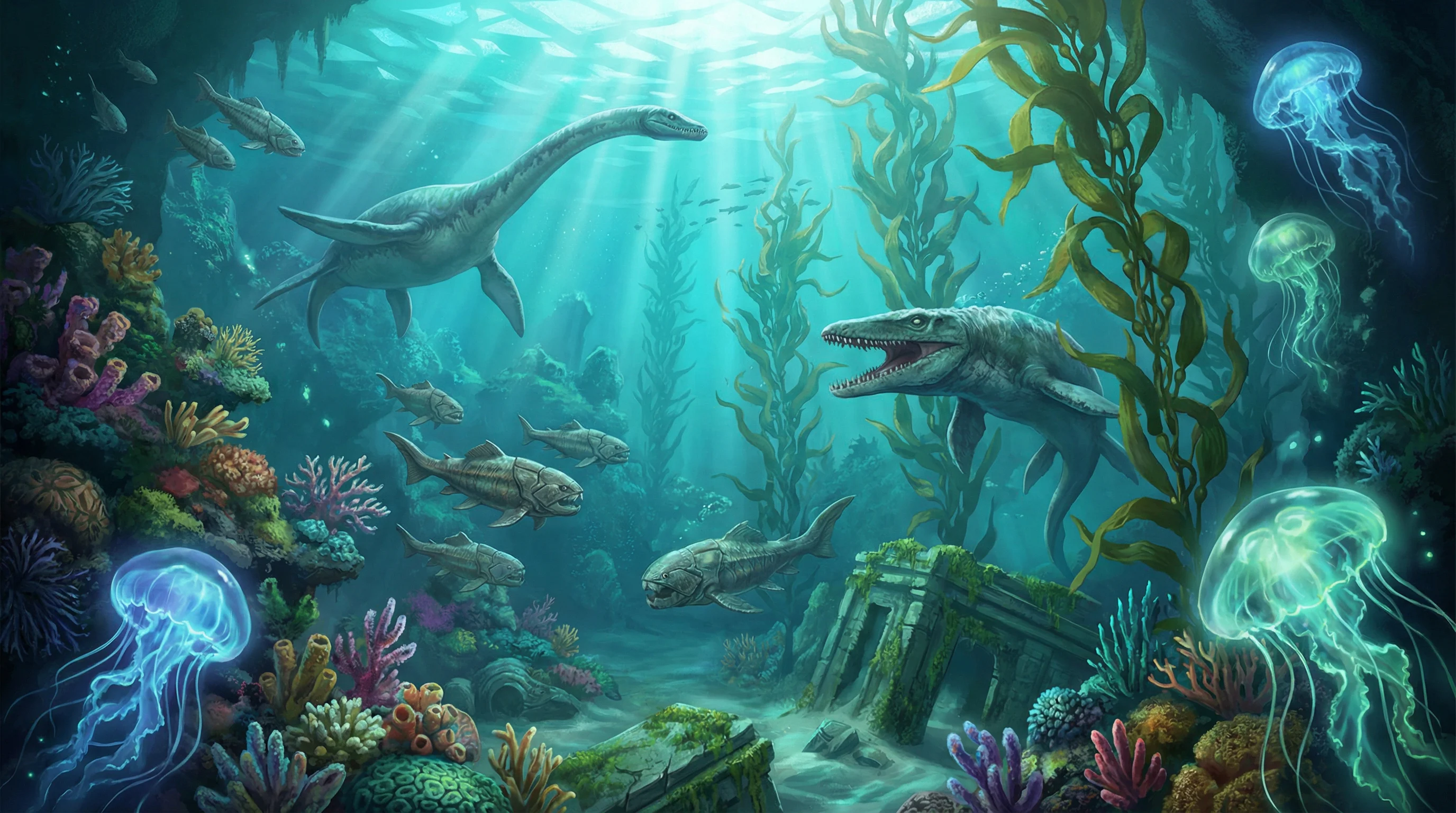 史前深海中的远古海兽，侏罗纪棋牌探险营 凤凰棋牌 摄影展作品